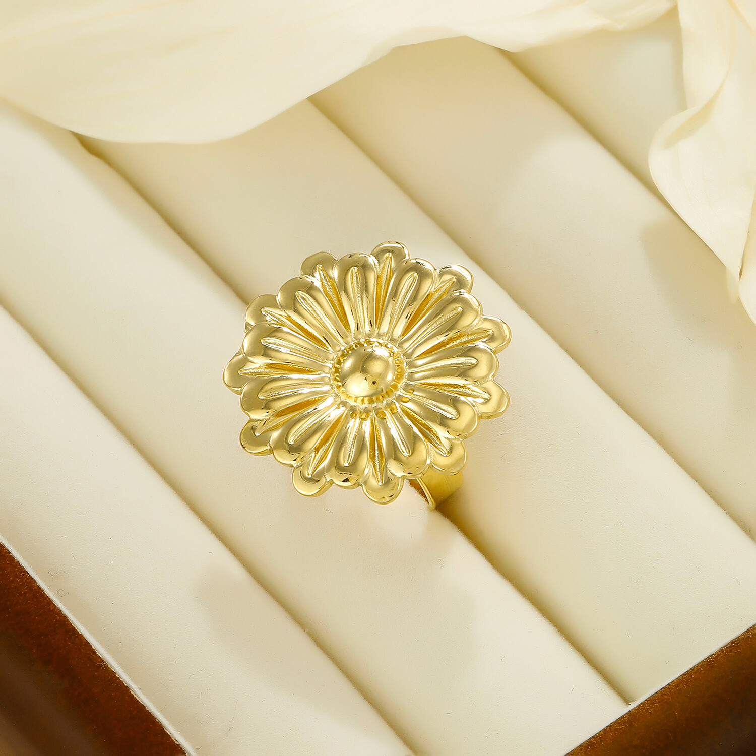 Grossiste Kapyco - Bague tournesol en acier inoxydable