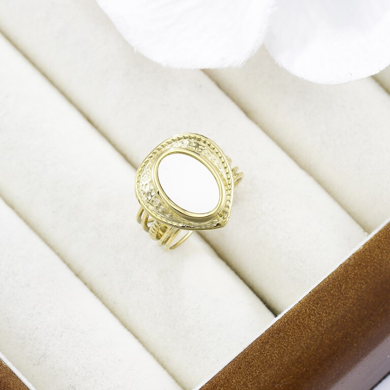 Wholesaler Kapyco - Mother-of-pearl ring in stainless steel