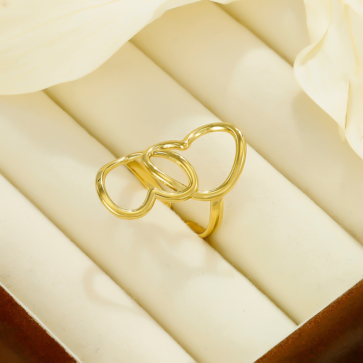 Grossiste Kapyco - Bague double coeur en acier inoxydable