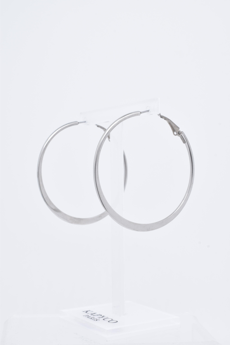 Wholesaler Kapyco - FLAT STAINLESS STEEL HOOP EARRINGS
