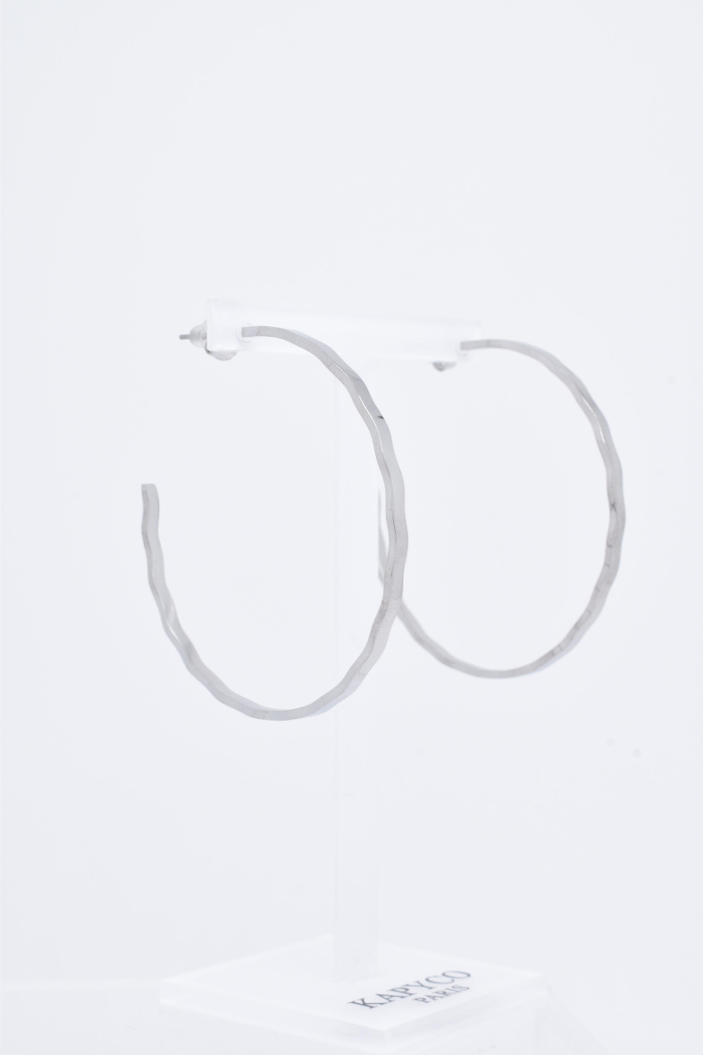 Wholesaler Kapyco - FLAT STAINLESS STEEL HOOP EARRINGS