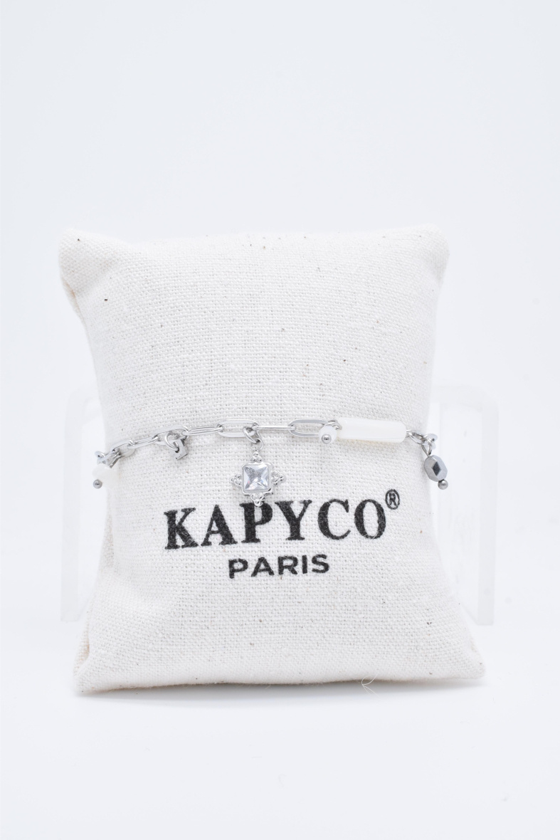 Großhändler Kapyco - Perlmutt- und Kristallarmband aus Edelstahl