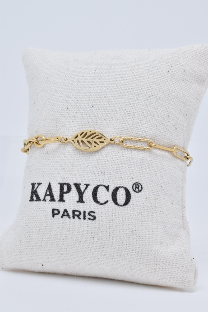 Großhändler Kapyco - Armband mit Blattgliedern aus Edelstahl