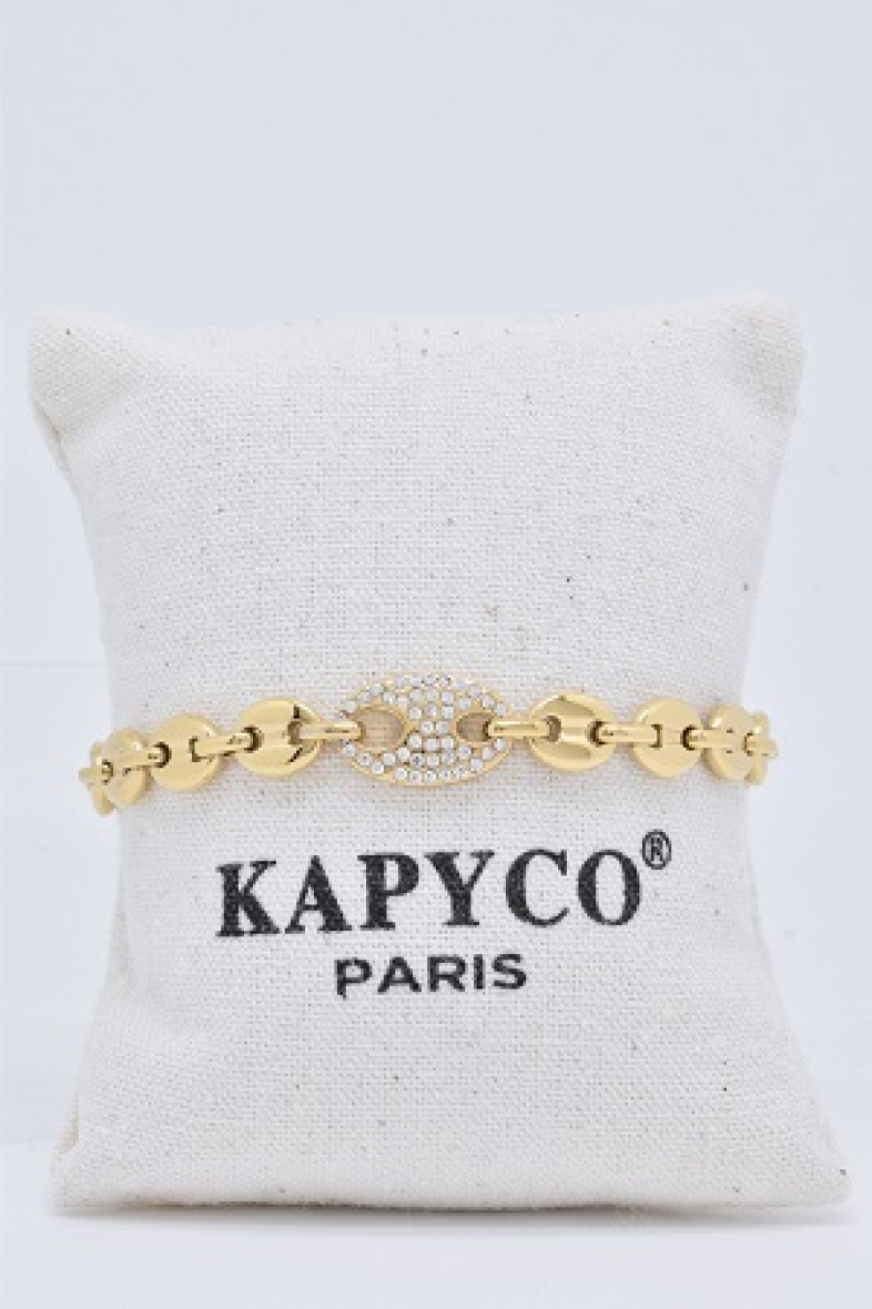 Großhändler Kapyco - Kaffeebohnenarmband mit Edelstahlkristallen