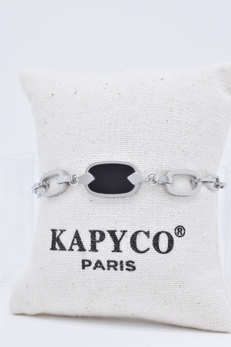 Großhändler Kapyco - Gliederarmband aus Edelstahl mit Perlmutt-Elementen