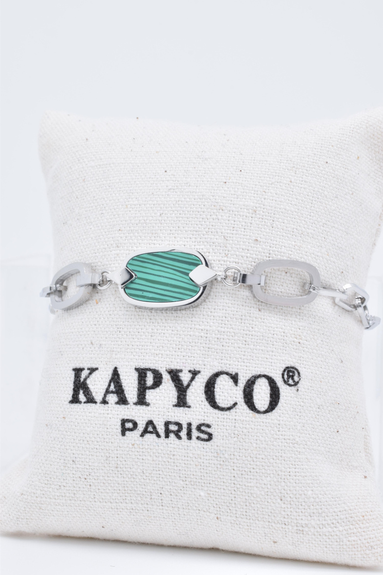 Großhändler Kapyco - Gliederarmband aus Edelstahl mit Perlmutt-Elementen