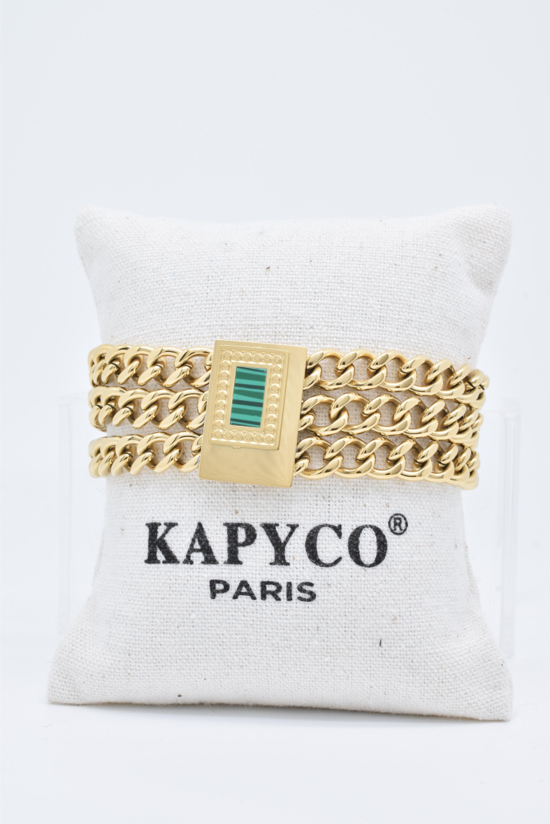 Großhändler Kapyco - Perlmuttarmband aus goldenem Edelstahl