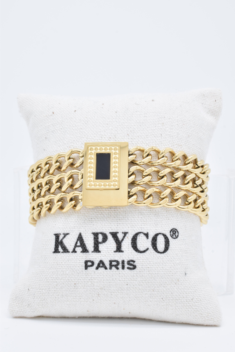 Großhändler Kapyco - Perlmuttarmband aus goldenem Edelstahl