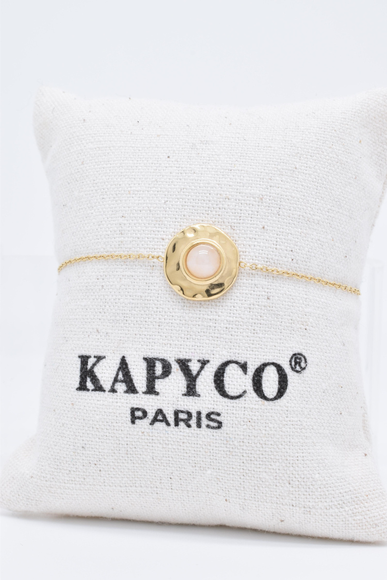 Großhändler Kapyco - Perlmuttarmband aus goldenem Stahl