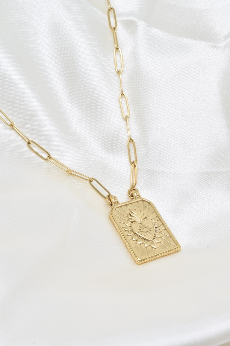 Mayorista Kapyco - Collar de doble cara love lucky en acero inoxidable