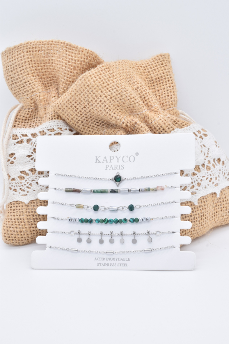 Mayorista Kapyco - Brazalete de acero inoxidable en juego de 6