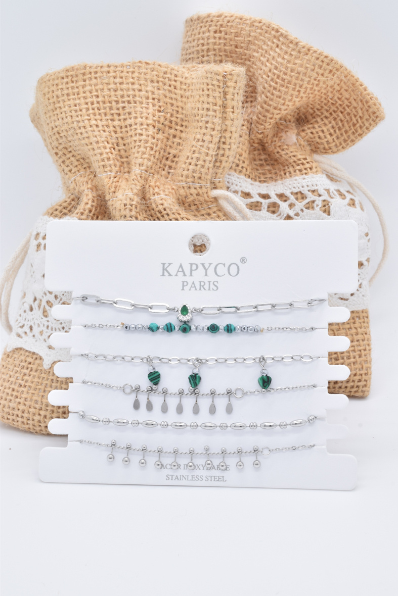 Mayorista Kapyco - PULSERA DE ACERO INOXIDABLE EN JUEGO DE 6
