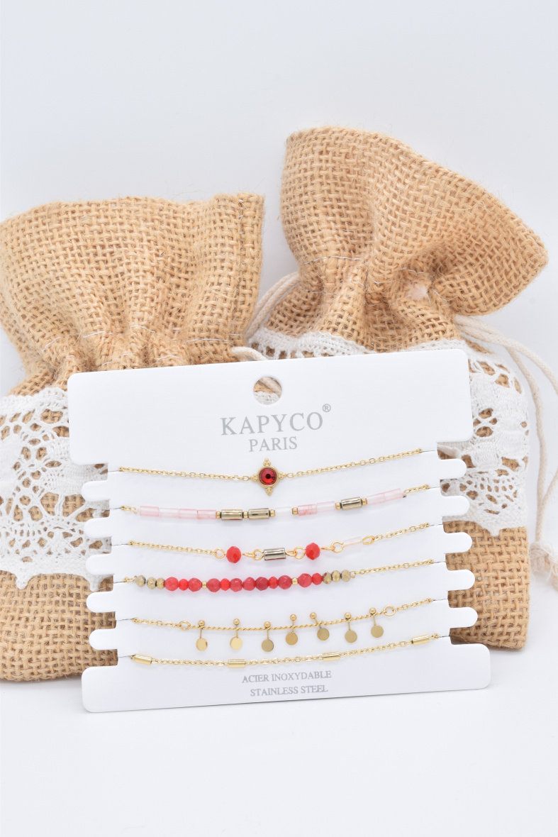 Mayorista Kapyco - Brazalete de acero inoxidable en juego de 6