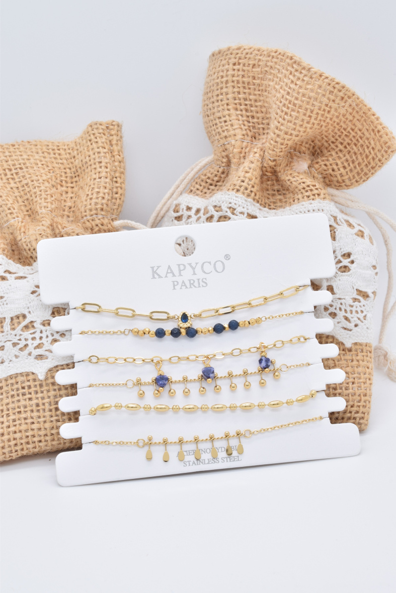 Mayorista Kapyco - PULSERA DE ACERO INOXIDABLE EN JUEGO DE 6