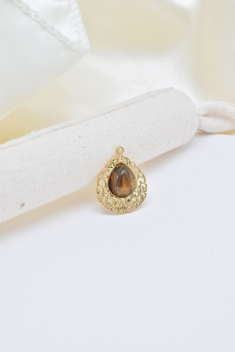 Grossiste Kapyco - Pendentif pierre naturelle en acier inoxydable