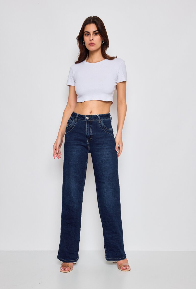 Großhändler Karostar - JEANS Boyfriend-Jeans mit hoher Taille und geradem Bein