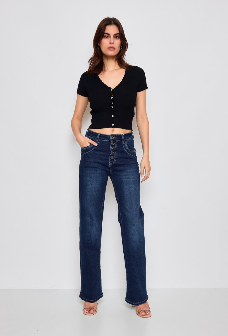 Großhändler Karostar - JEANS Boyfriend-Jeans mit hoher Taille und geradem Bein