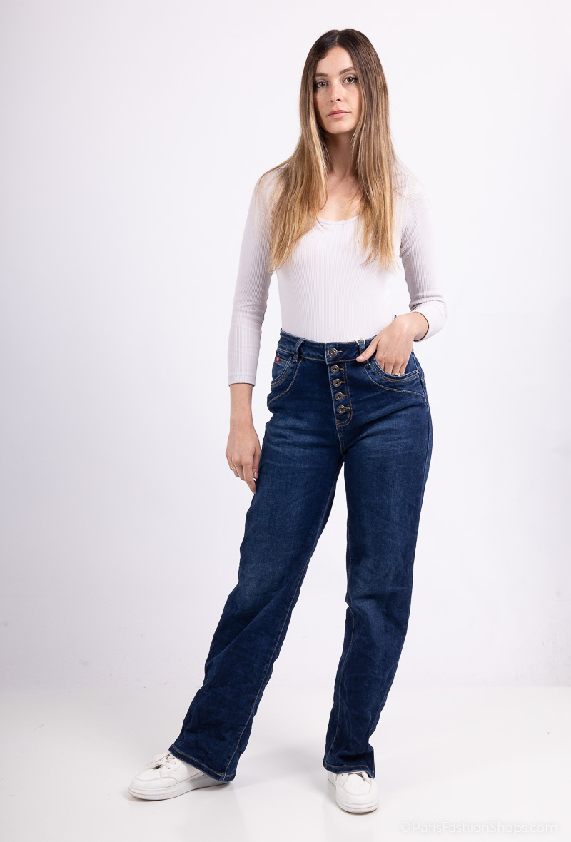 Großhändler Karostar - JEANS Boyfriend-Jeans mit hoher Taille und geradem Bein