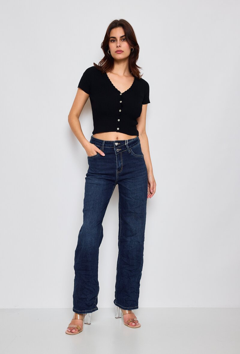 Großhändler Karostar - JEANS Boyfriend-Jeans mit hoher Taille und geradem Bein