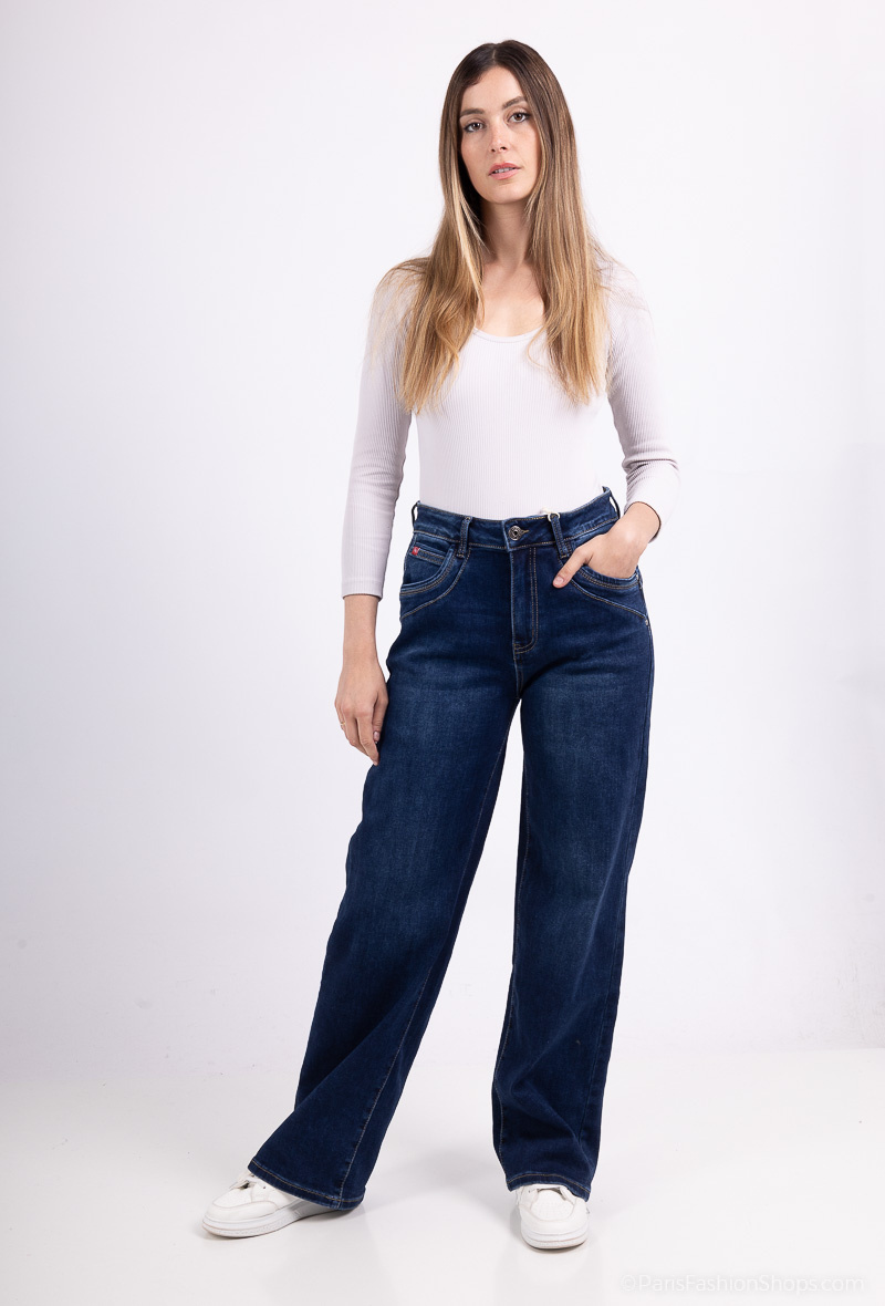 Großhändler Karostar - JEANS Boyfriend-Jeans mit hoher Taille und geradem Bein