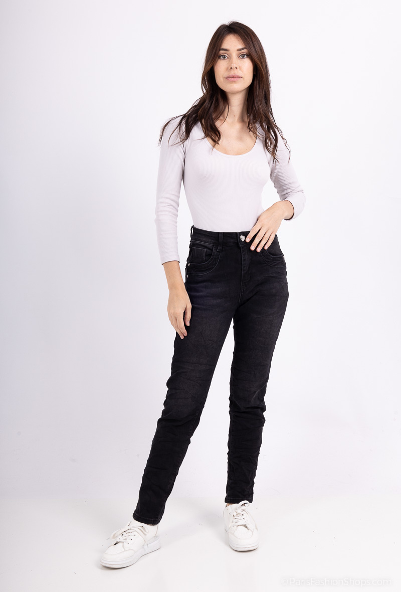Wholesaler Karostar - High Waisted Boyfriend JEANS