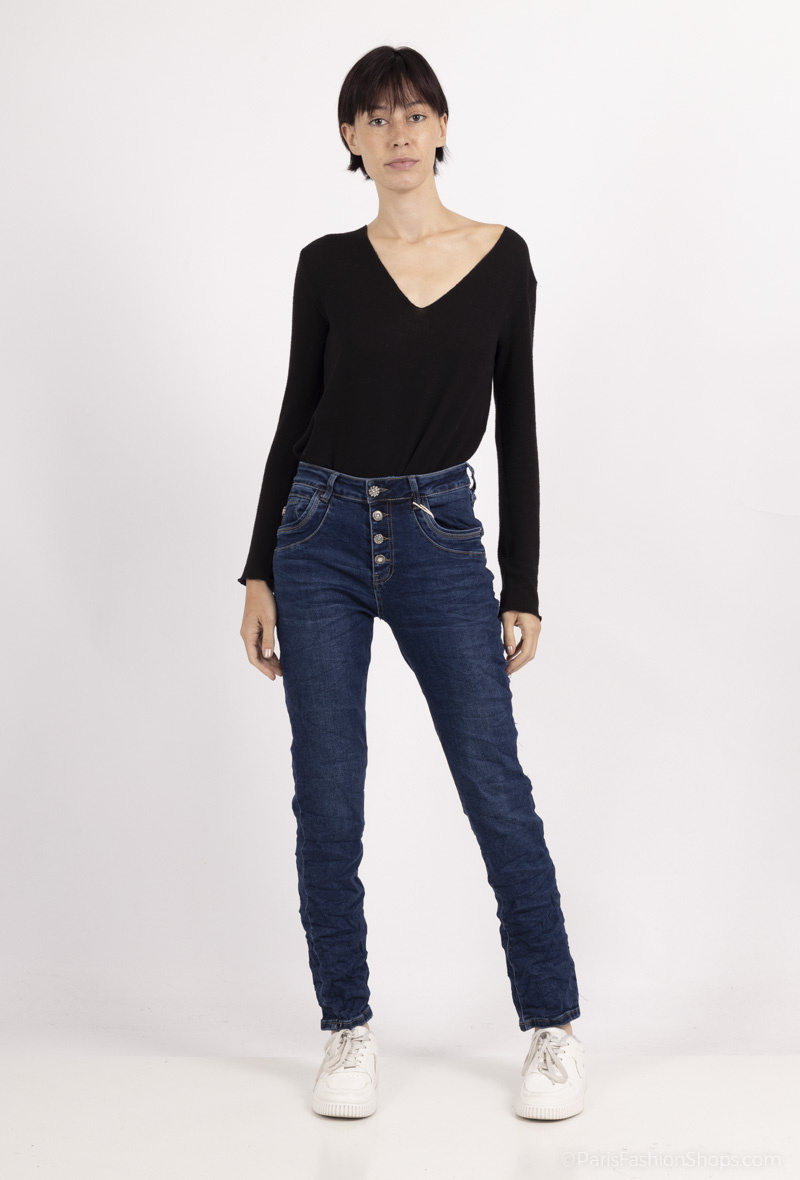 Großhändler Karostar - Boyfriend-Jeans mit hoher Taille