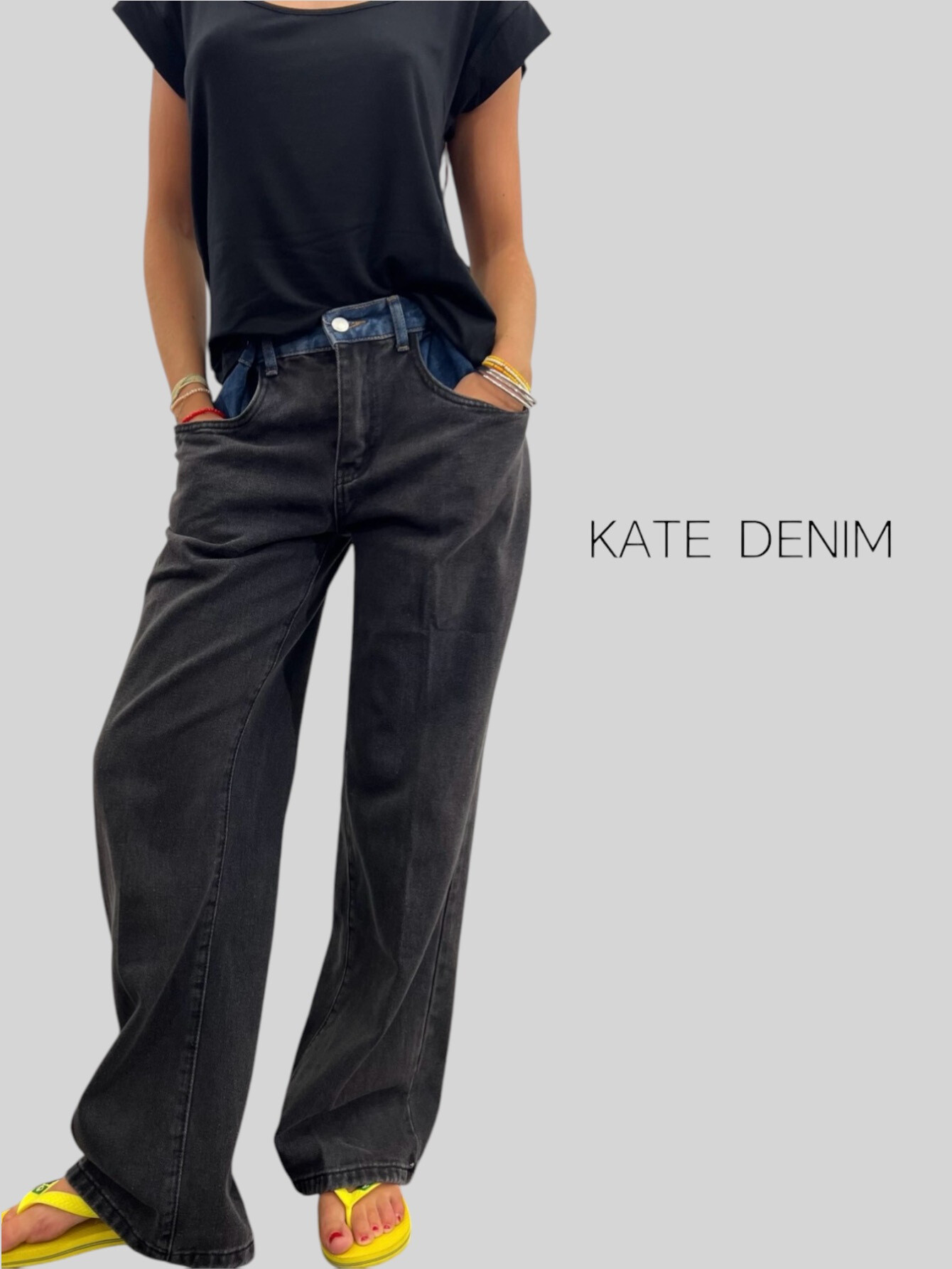 Grossista KATE DENIM - Pantaloni bicolore