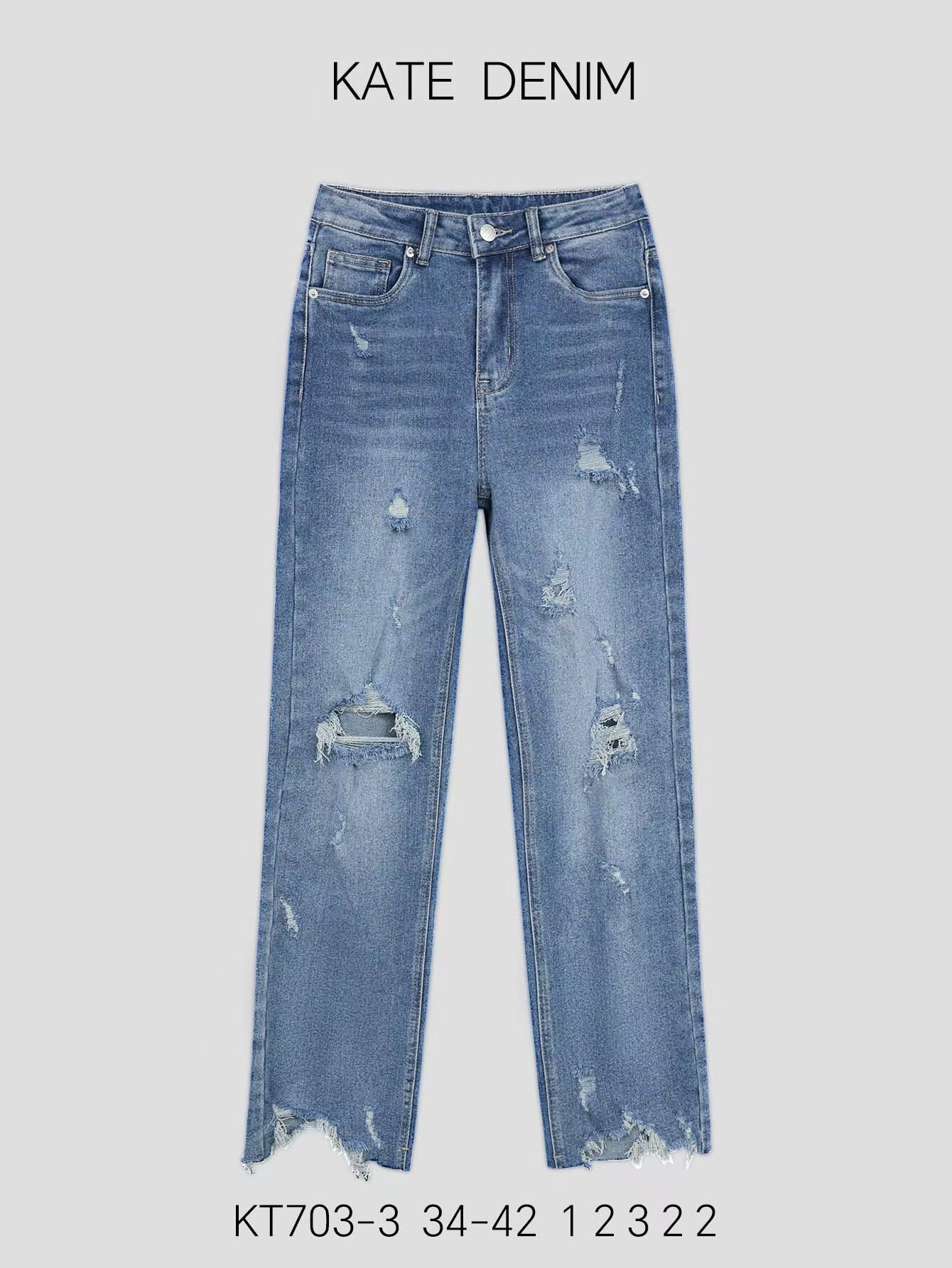 Grossista KATE DENIM - Jeans strappati a botte/palloncino