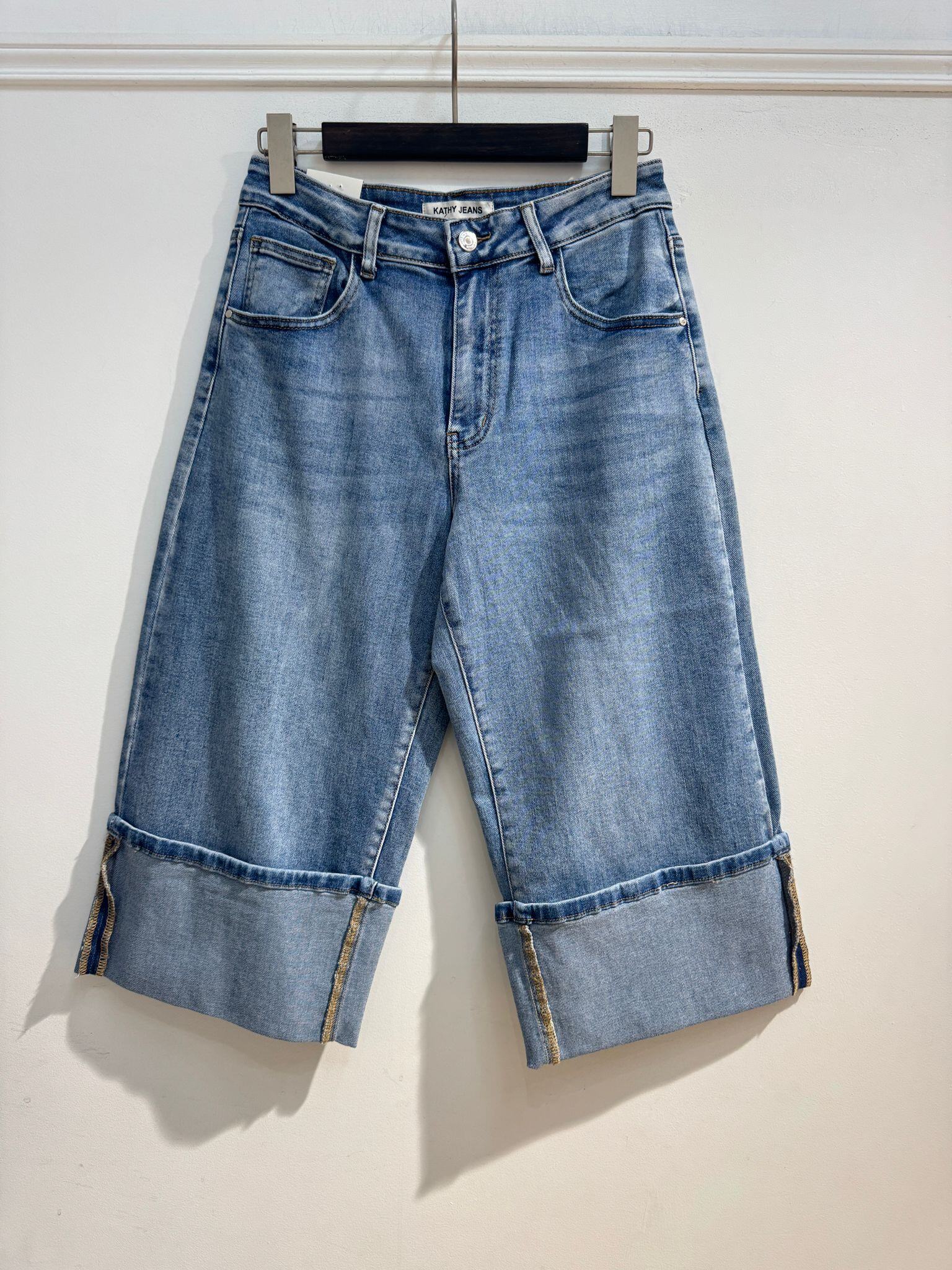 Wholesaler Kathy Jeans - Wide Leg Denim Bermuda Shorts