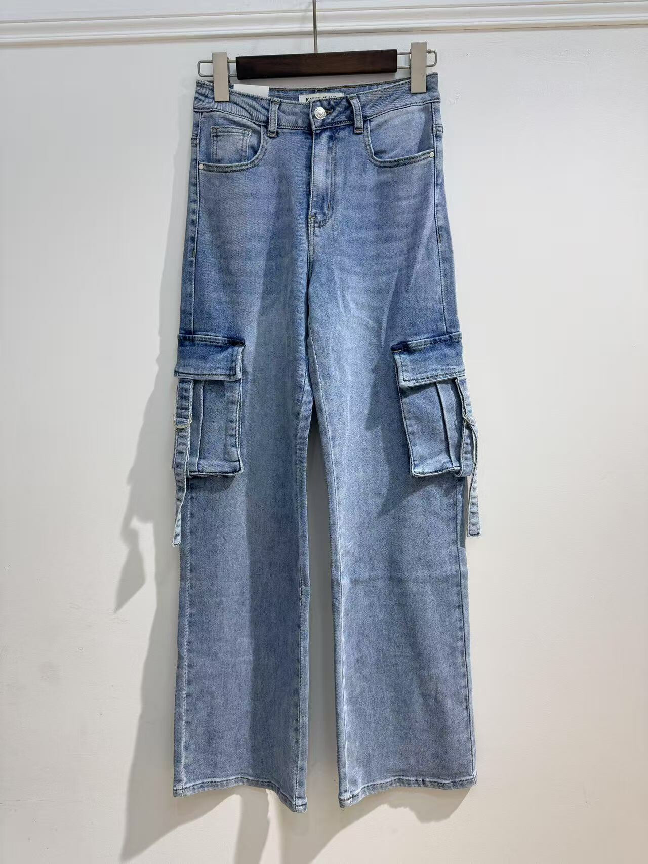 Grossiste Kathy Jeans - Pantalon cargo en jean délavé