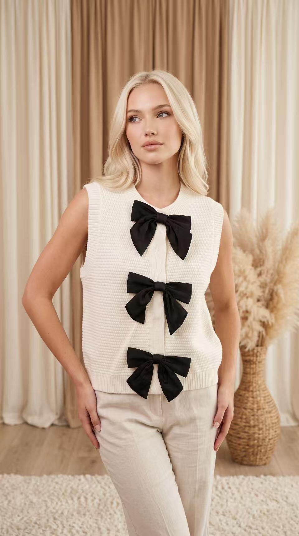 Grossiste KAYLLA - Gilet Sans Manches à Nœuds