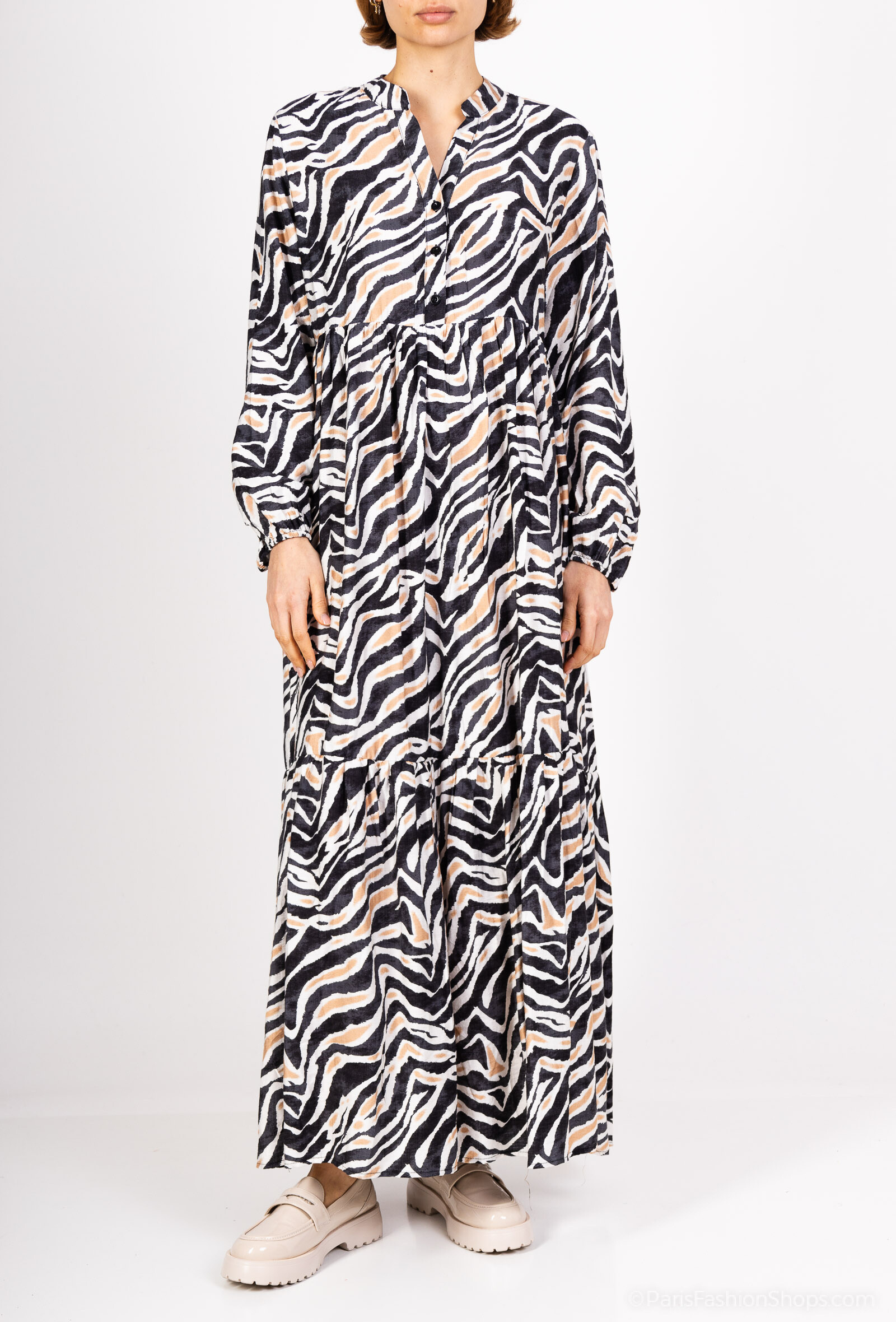 Wholesaler Kaylla - Gray long zebra dress