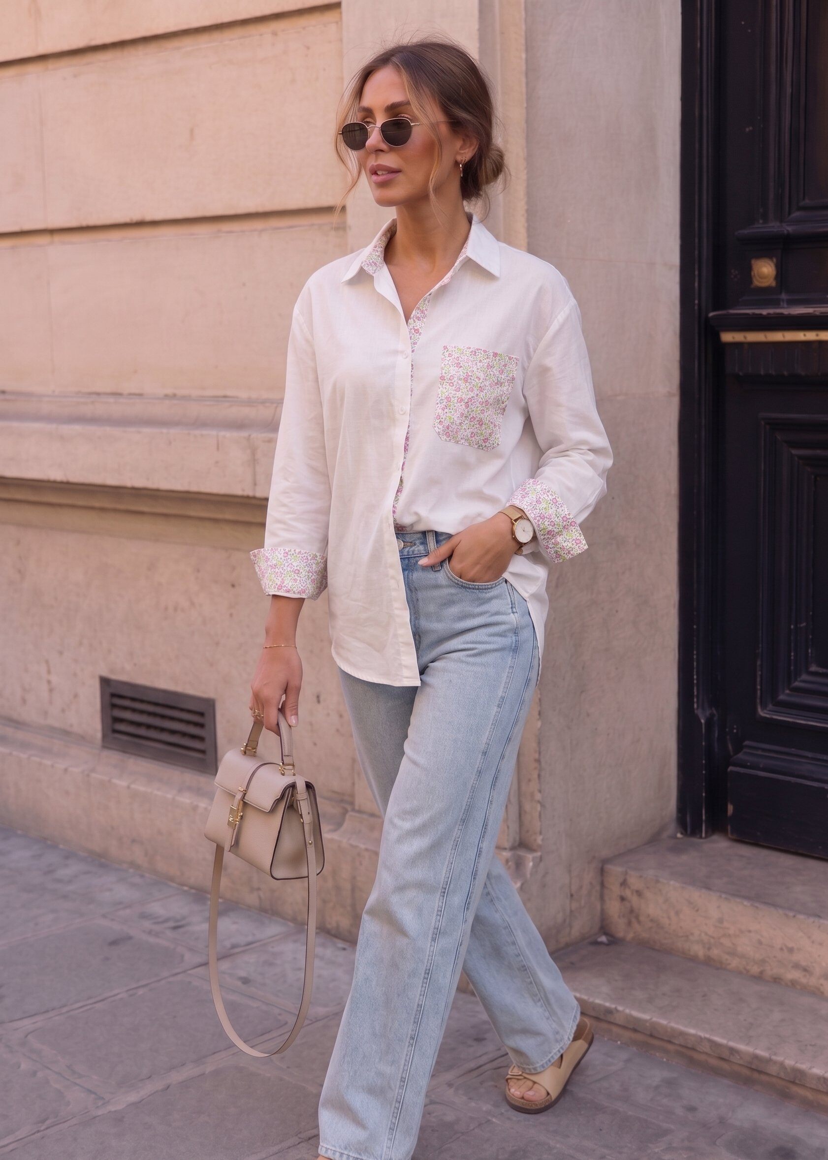 Grossiste KELIE - Chemise fluide à manches longues et poche poitrine à imprimé floral - KÉLIE Paris