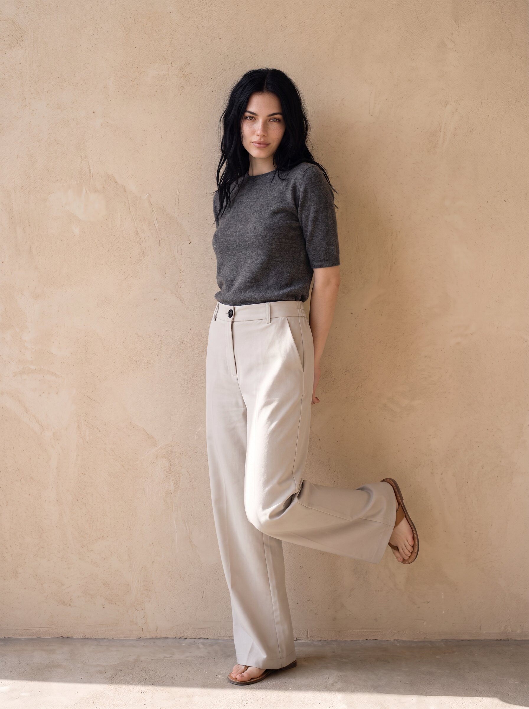 Grossista KELIE - Pantaloni da donna a vita alta e gamba larga