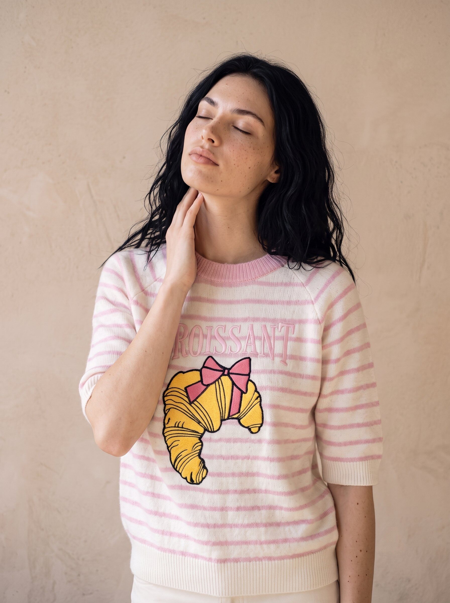 Grossiste KELIE - Pull en maille manches courtes femme