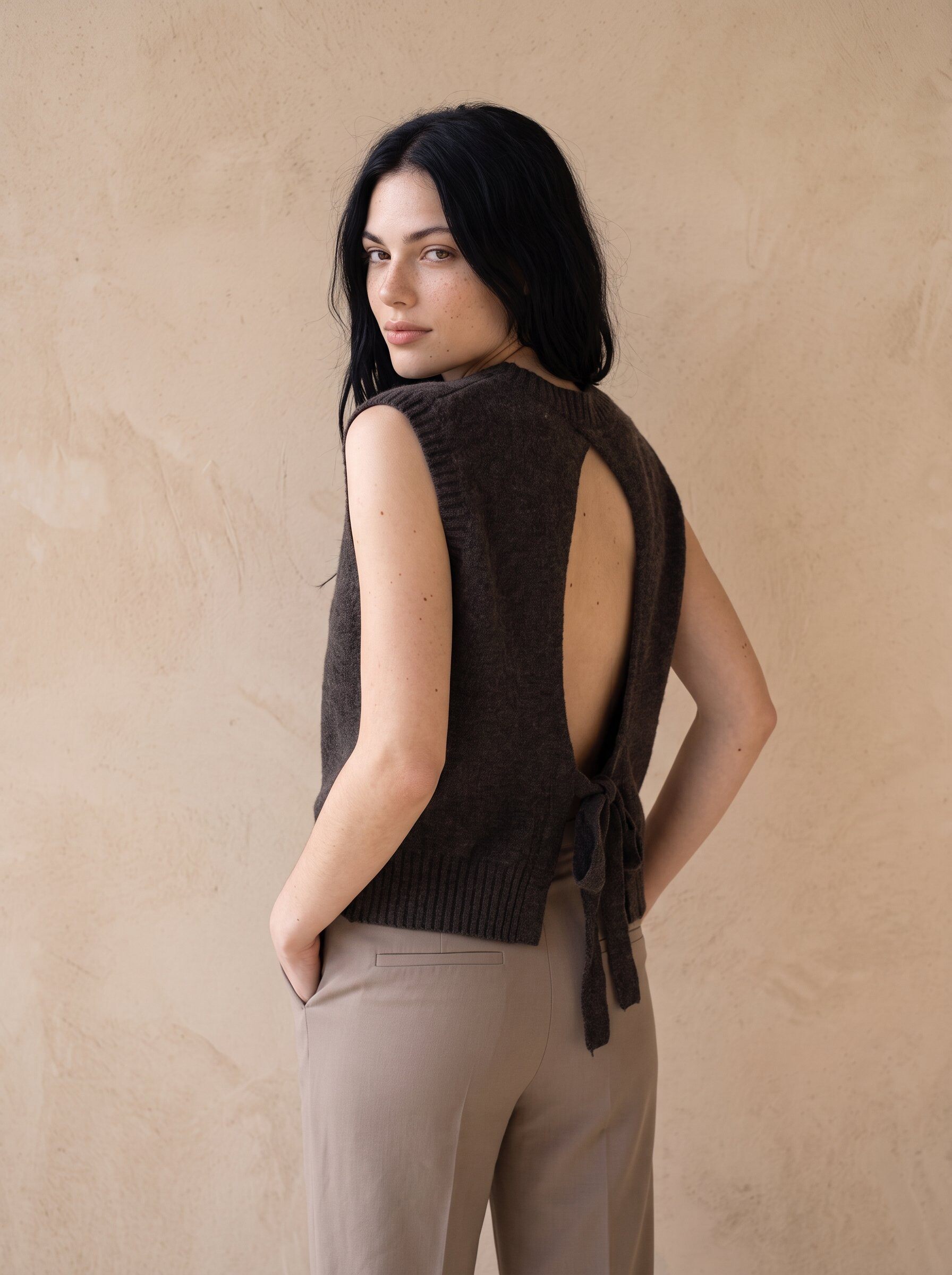 Grossiste KELIE - Gilet en maille sans manches femme