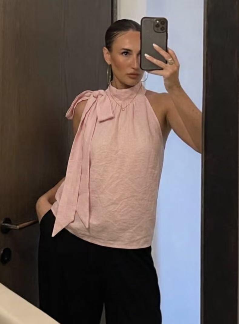 Grossiste KELIE - Blouse sans manches col froncé à nœud