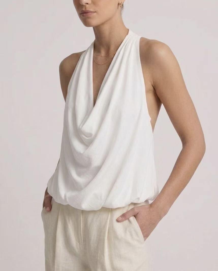 Grossiste KELIE - Blouse sans manches ample à ourlet élastiqué