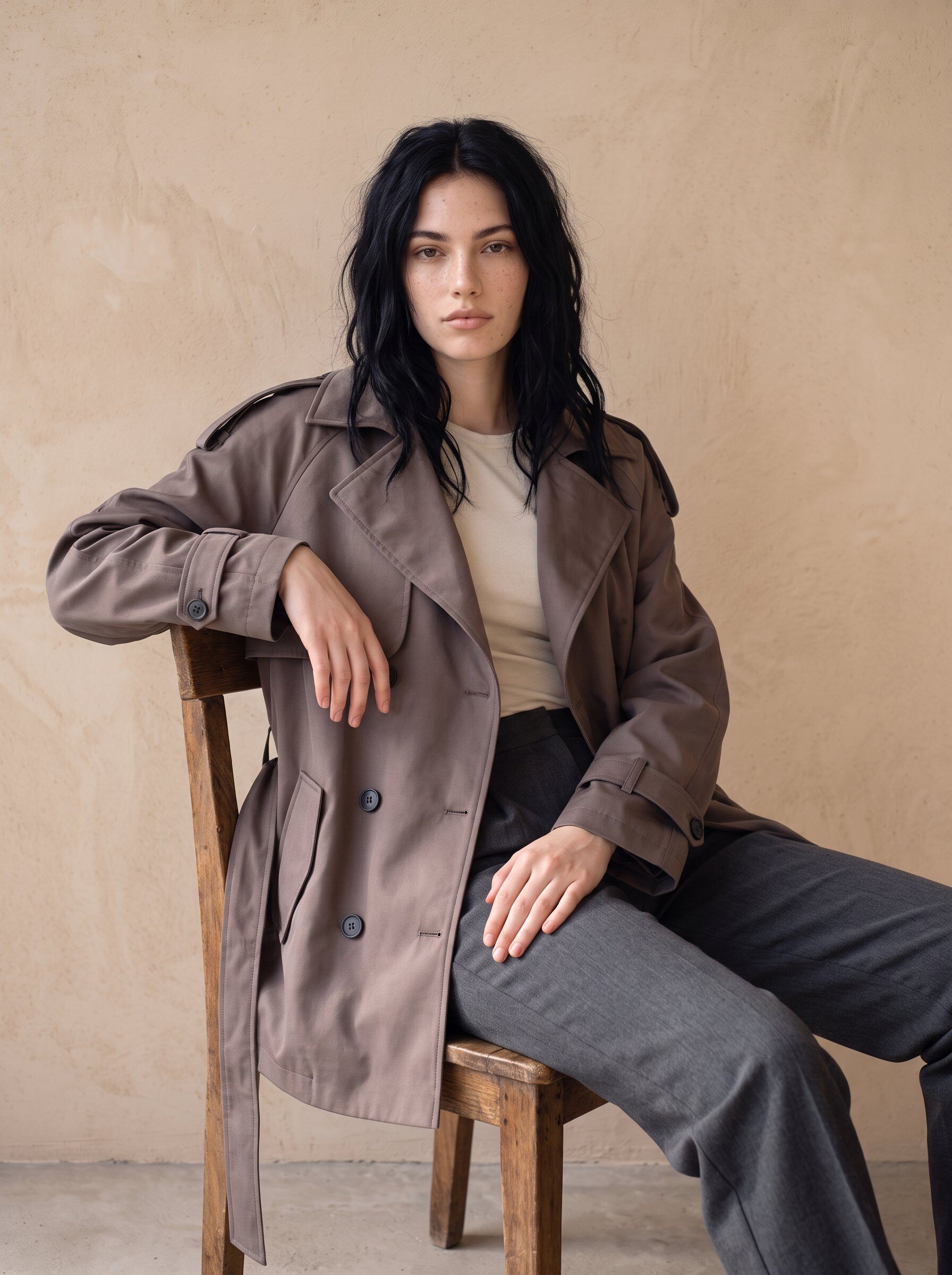 Grossiste KELIE - Trench court croisé ceinturé femme