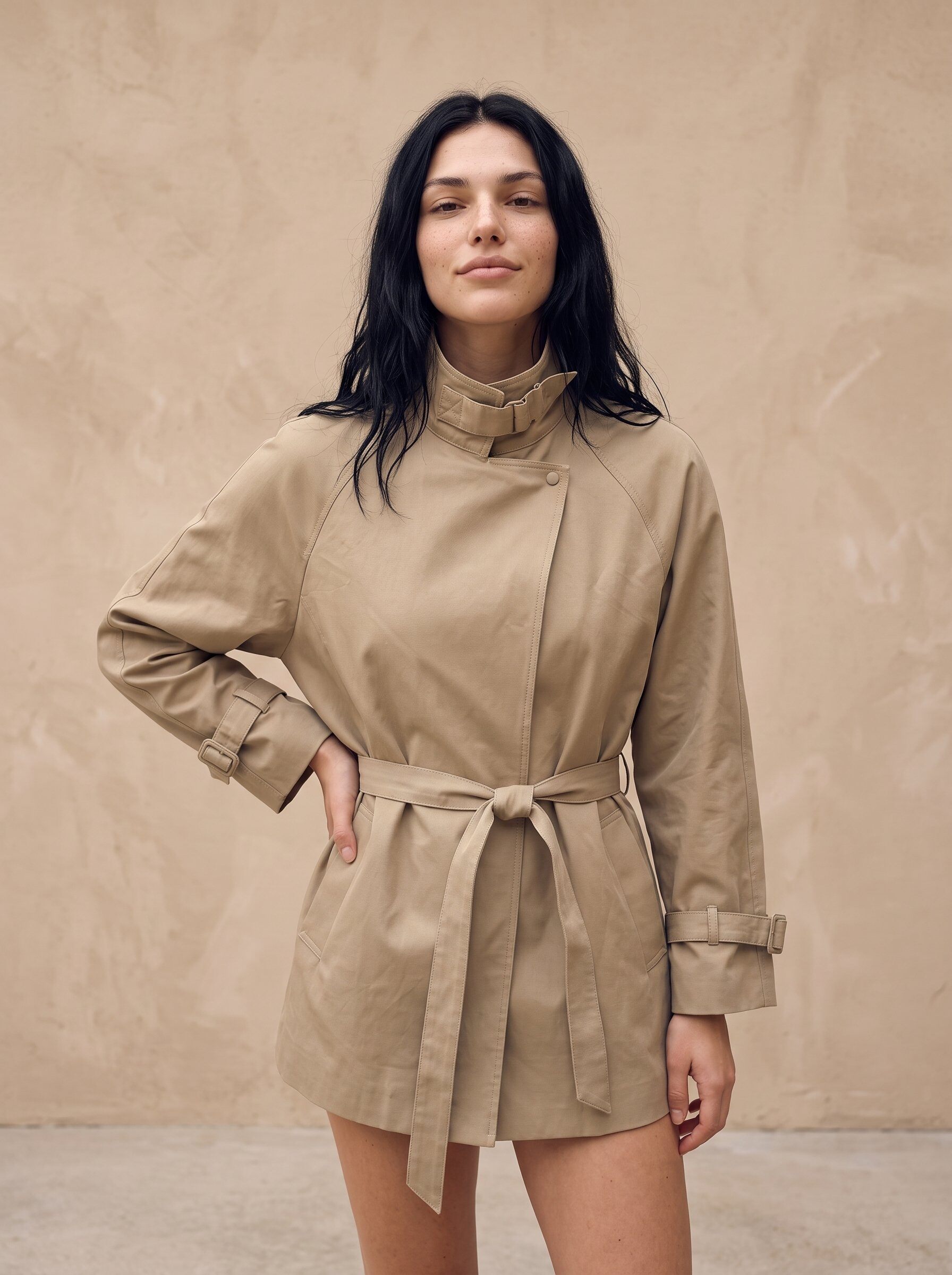 Grossiste KELIE - Trench col montant ceinturé femme