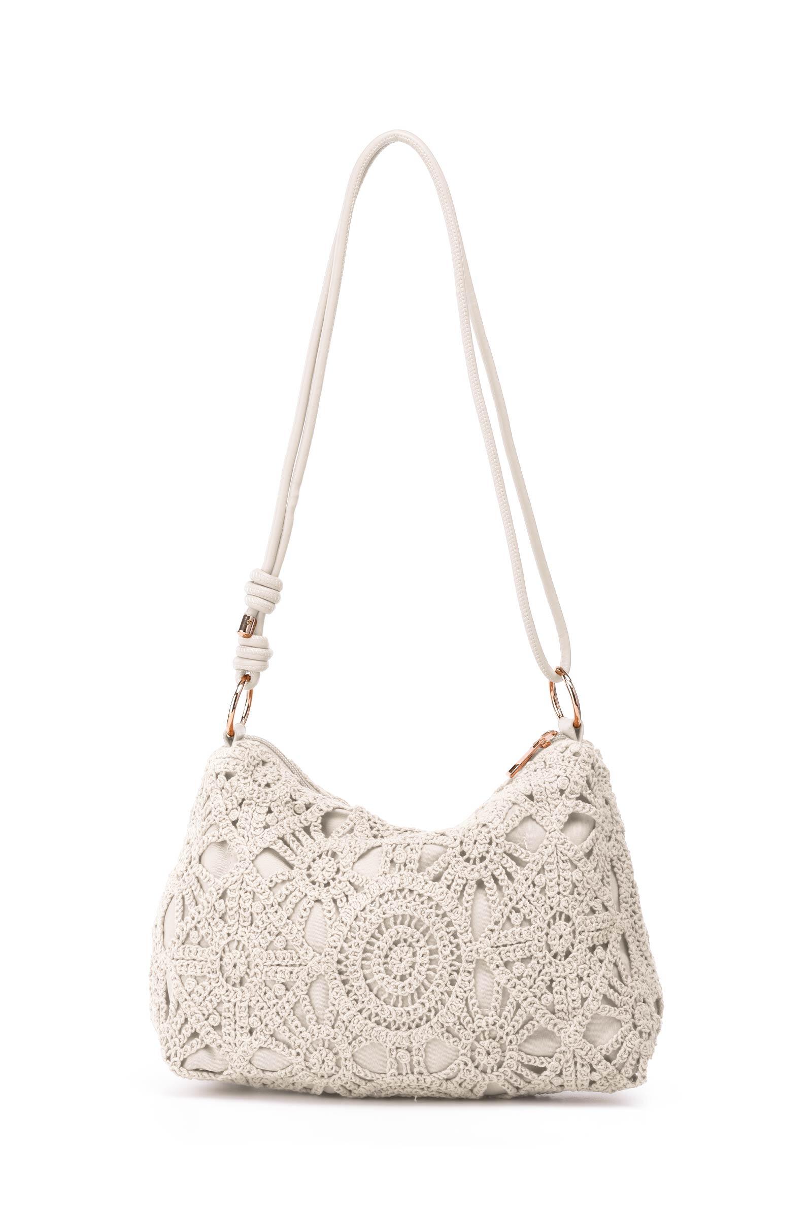 Großhändler KENNY JONES - KJ656-5 Gehäkelte Baumwollhandtasche
