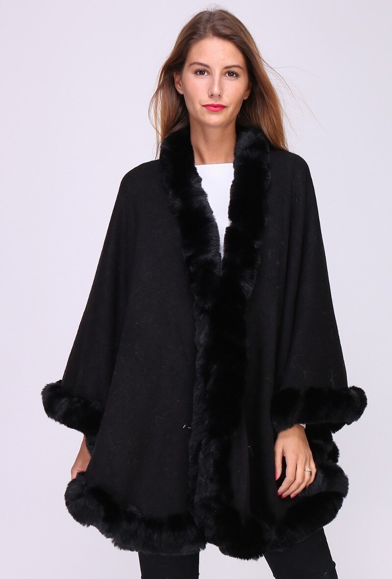 Grossiste Ki&Love - Poncho avec bordure en fourrure