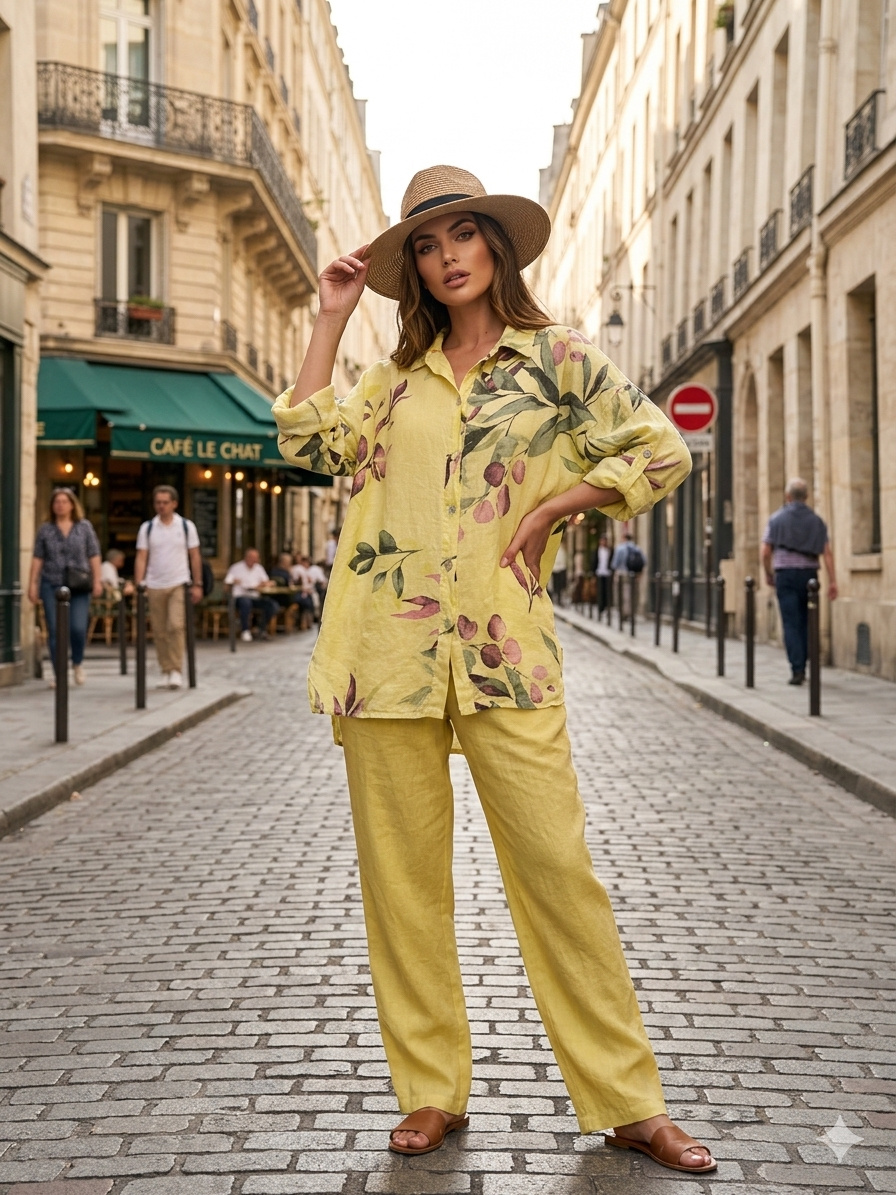 Grossiste Ki&Love - Chemise en lin imprimé floral