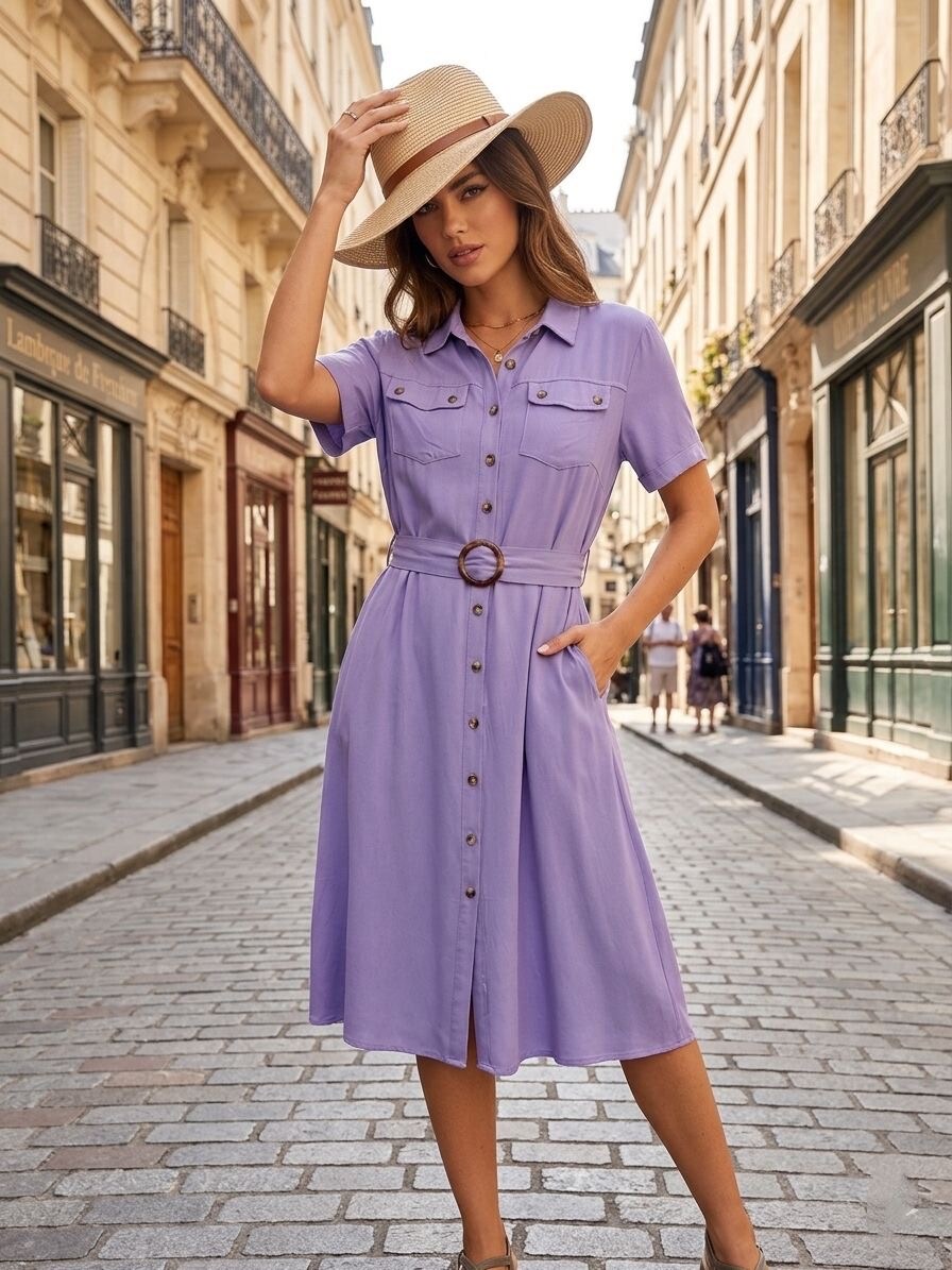 Grossiste Ki&Love - Robe chemise ceinturée