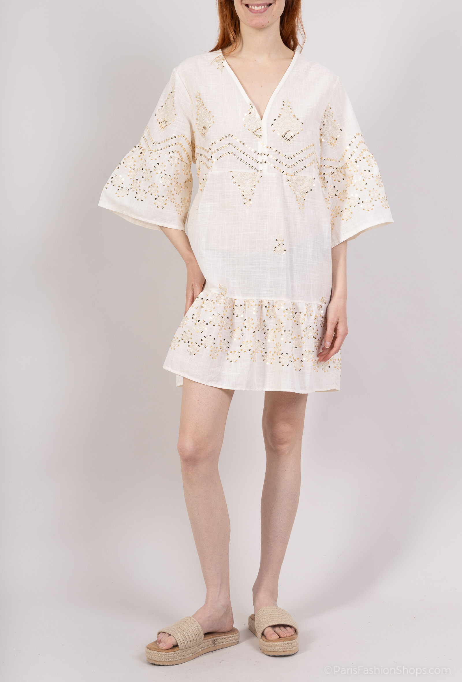 Wholesaler Ki&Love - Short embroidered dress in sequins