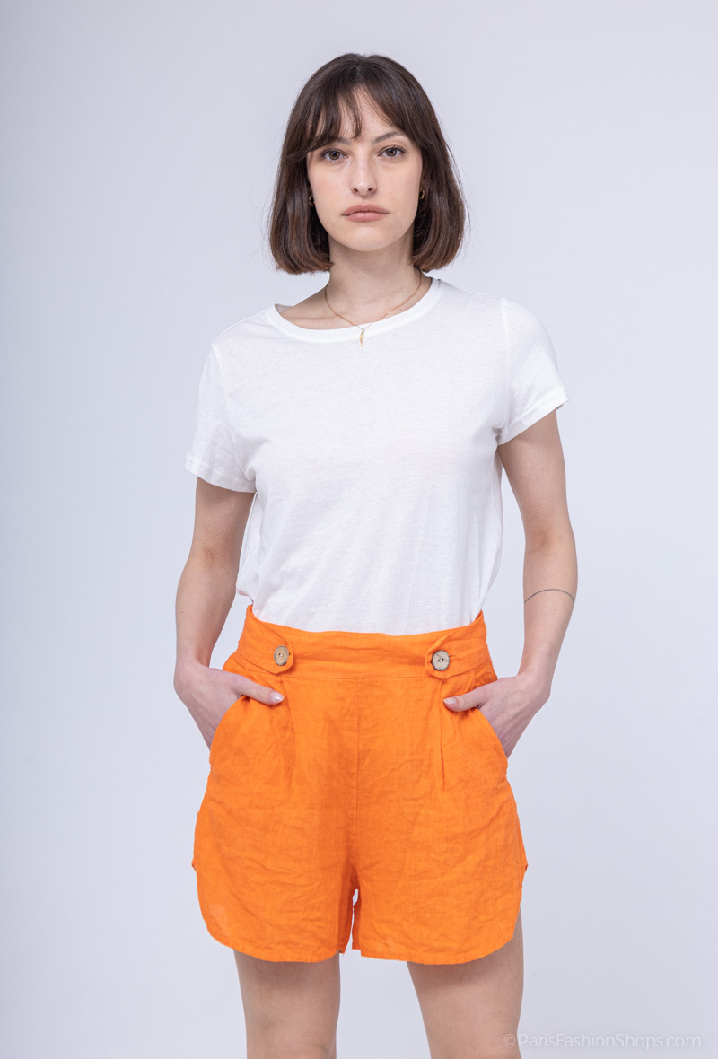 Grossiste Ki&Love - Short en lin avec poches