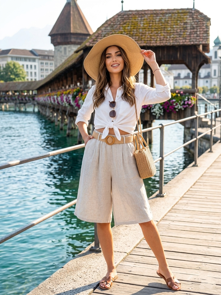 Wholesaler Ki&Love - Linen Bermuda shorts with belt