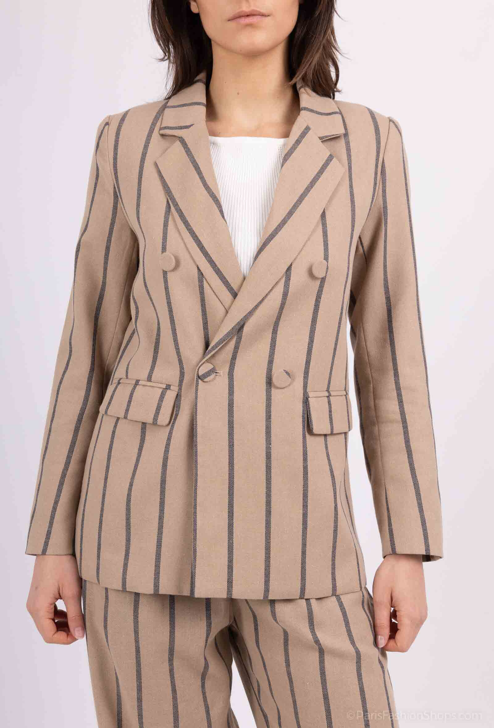 Grossista Kichic - Blazer in tessuto a strisce