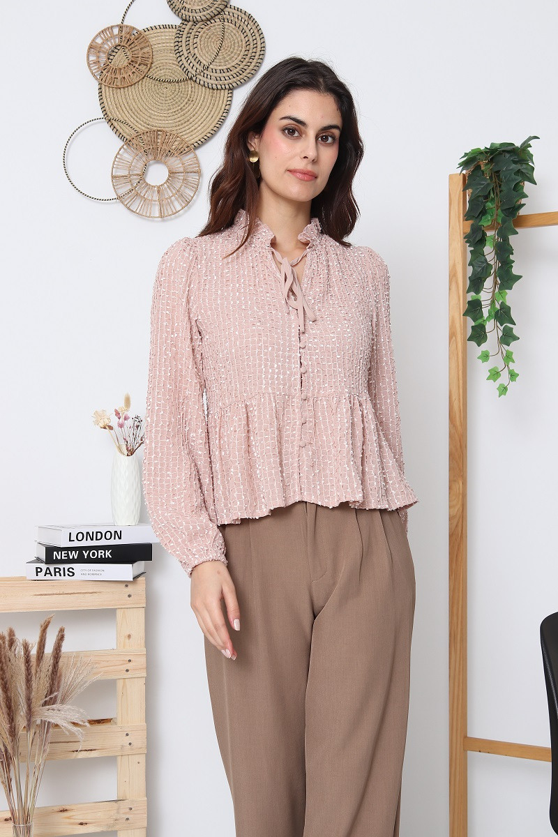 Wholesaler Kichic - Woven + sequin pattern shirt