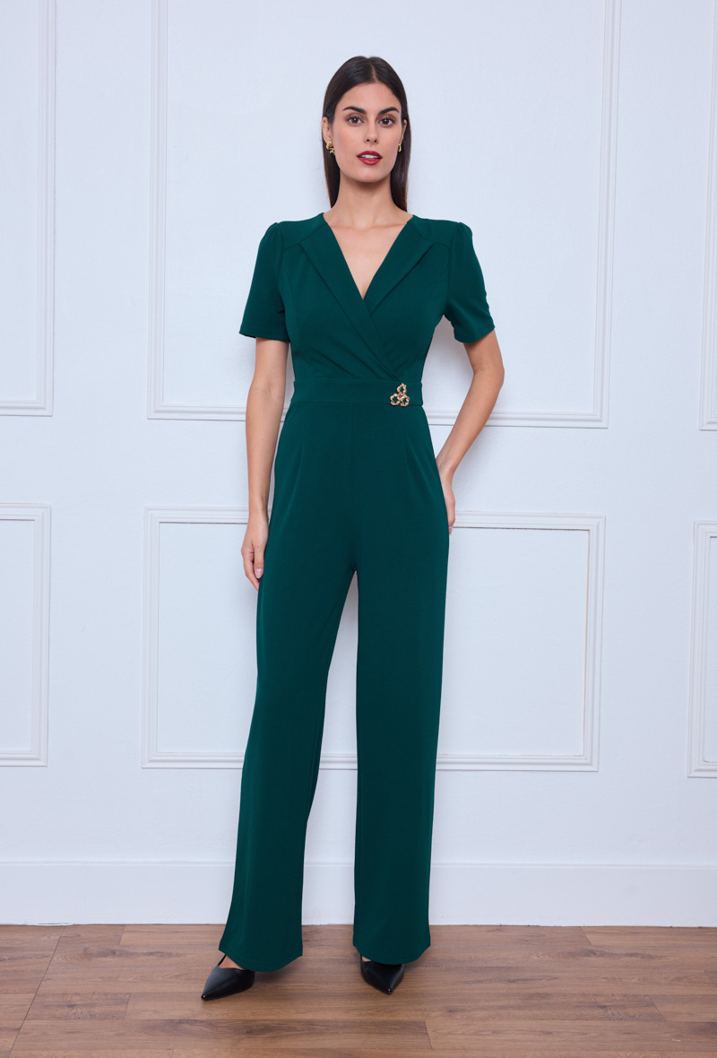 Combinaison femme élégante, taille décorée, polyester élasthanne, idéale pour l'automne/hiver, fabriquée en Chine.